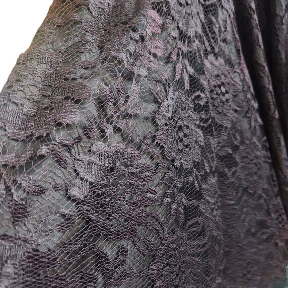 HW Collections VTG Black Lace Overlay Plum Midi Dress-Whimsygoth-Fairy-Event-7/8 - Picture 14 of 16